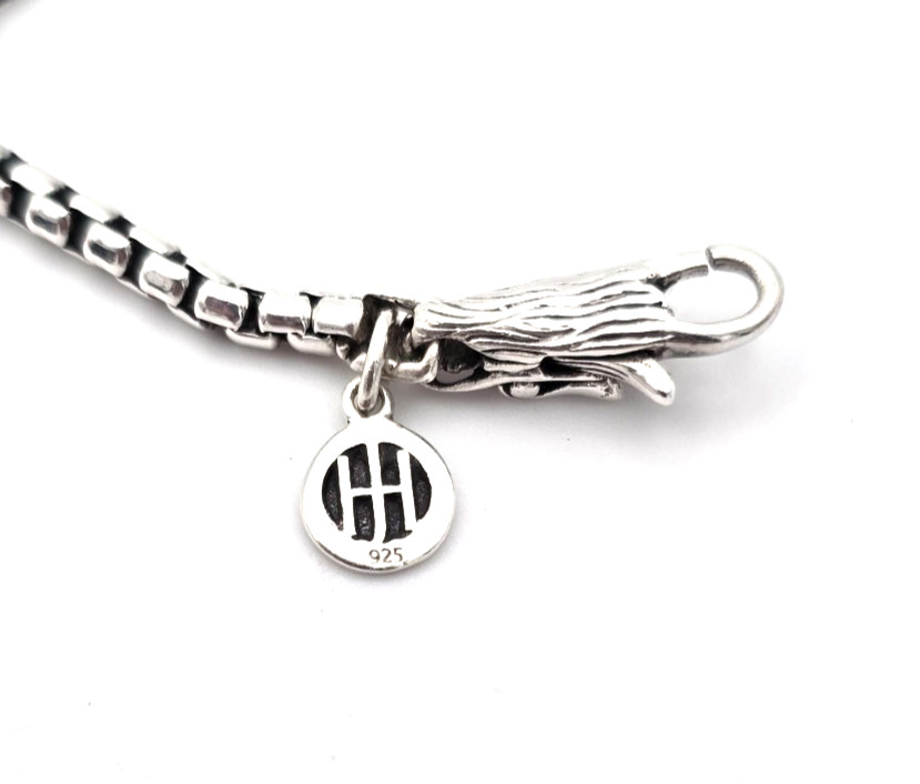 John Hardy Sterling Silver Naga Dragon Clasp Box Chain Necklace 18″