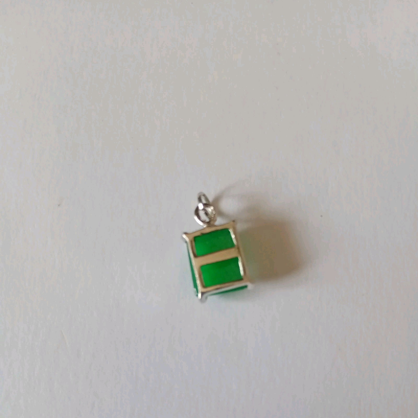 Green Jade Pendant water drop white gold plated Settings