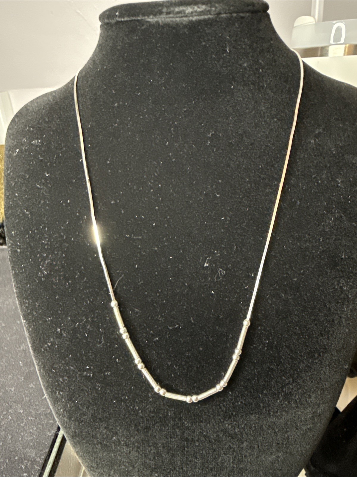 Morse Code Sterling Silver 925 Beads Necklace 18” Micro Box Chain