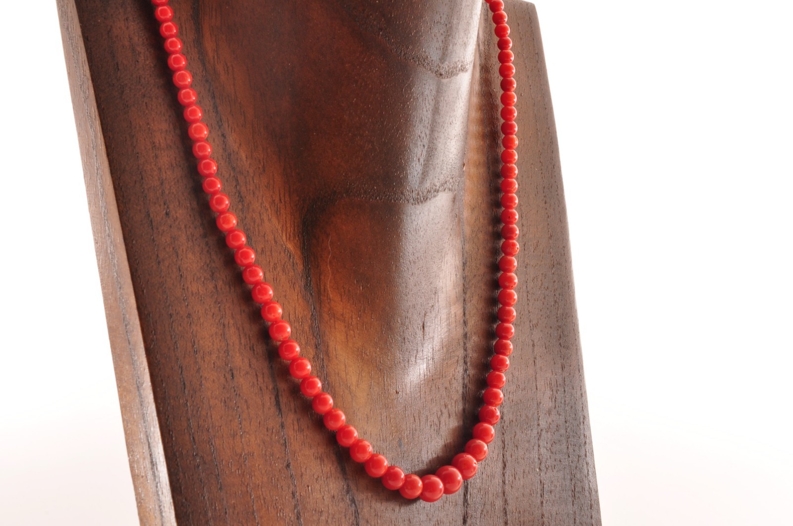 925 silver clasp, red coral undyed Rosary-style necklace (67.5ct) Certification.