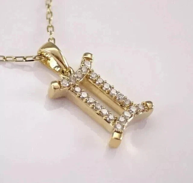 1.20 Ct Round Cut Real Moissanite Fancy Pendant Necklace 14k Yellow Gold Plated