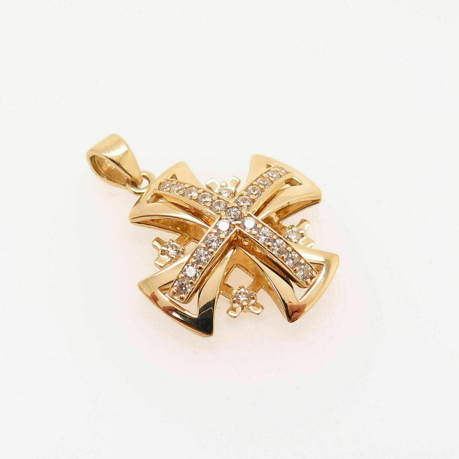 2Ct Round Cut D/VVS1 Diamond Cross Pendant Necklace 14K Yellow Gold Finish