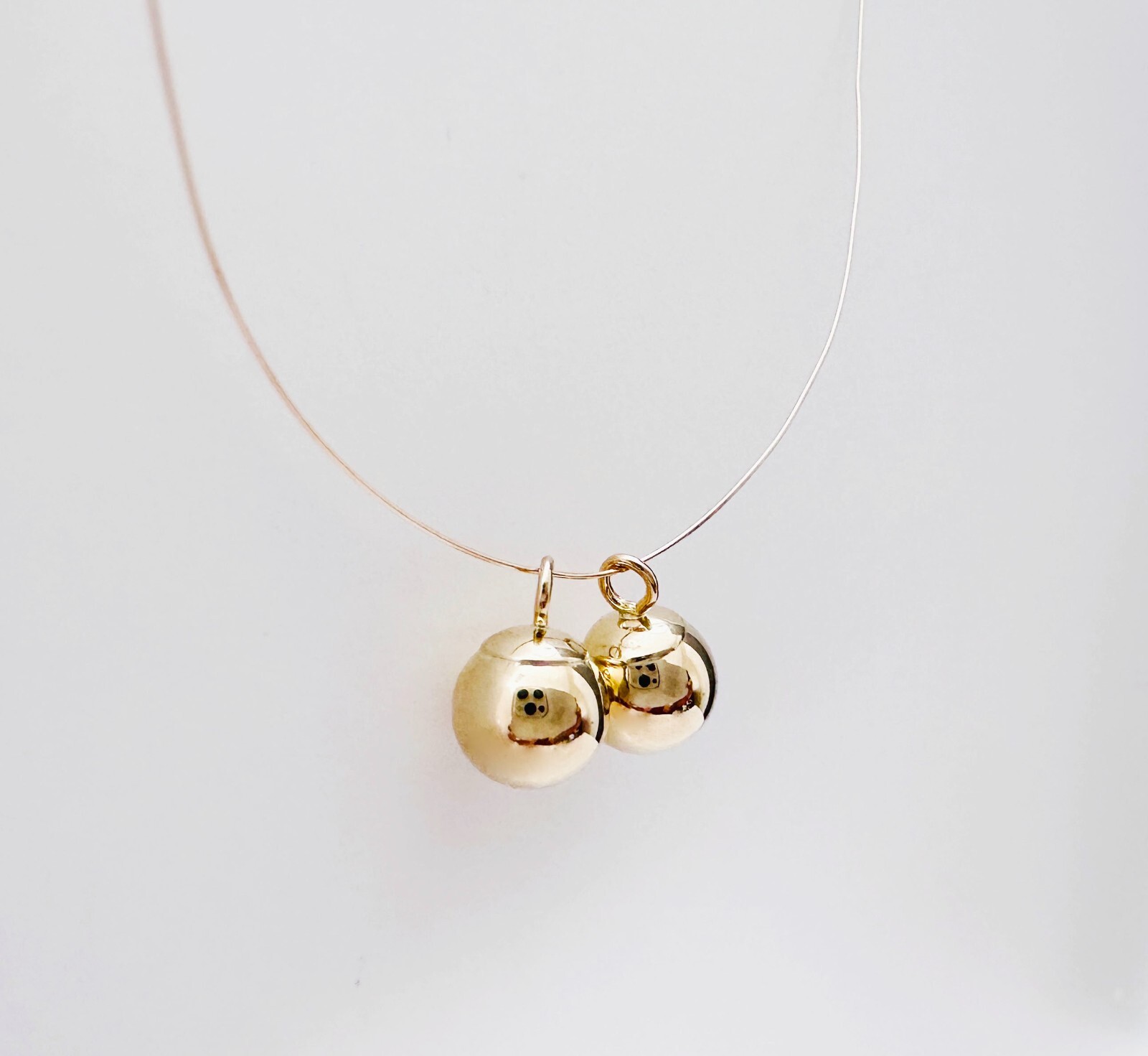 SET of 2 – 14K Solid Yellow Gold 6mm Ball Bead Mini Charms Drop Dangles 6×8.6mm