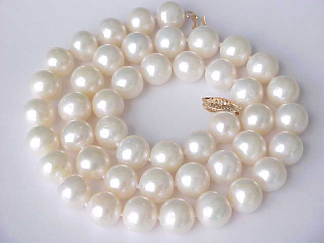 16″ 8.5MM GENUINE ROUND WHITE FRESHWATER PEARL NECKLACE 14K YELLOW GOLD #3