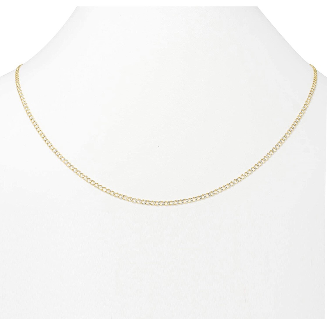 925 Sterling Silver Two Tone Pave Curb Link Chain Necklace UNISEX 925 Stamp