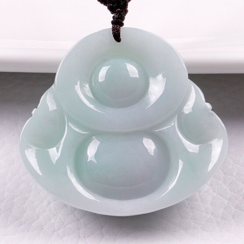 Natural green jadeite jade large size male and female Buddha pendant necklace