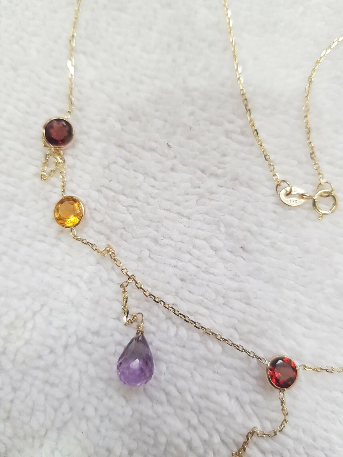 14k Yellow Gold Necklace With Multycolor Stones