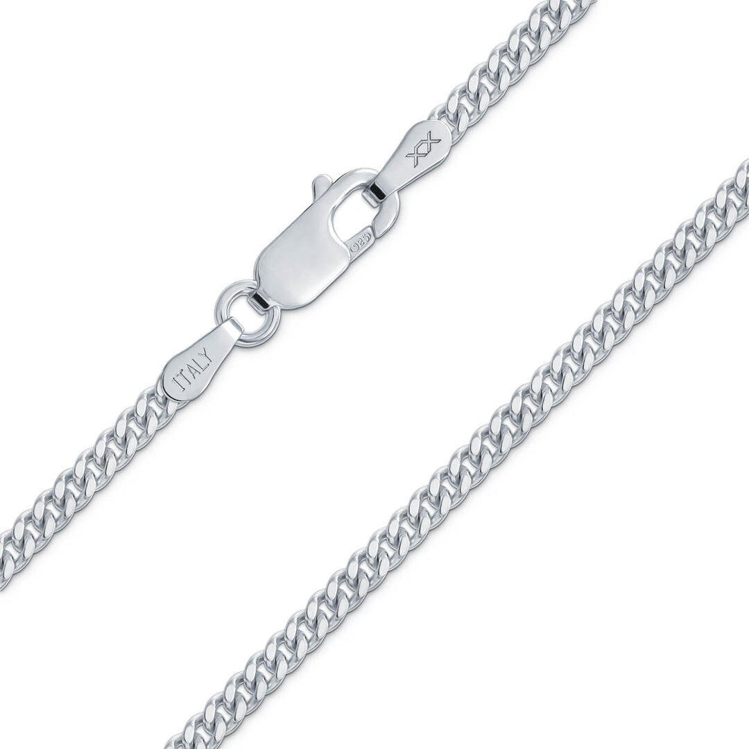 Real 925 Sterling Silver Mens 2.5mm Curb Cuban Chain Necklace – All Sizes