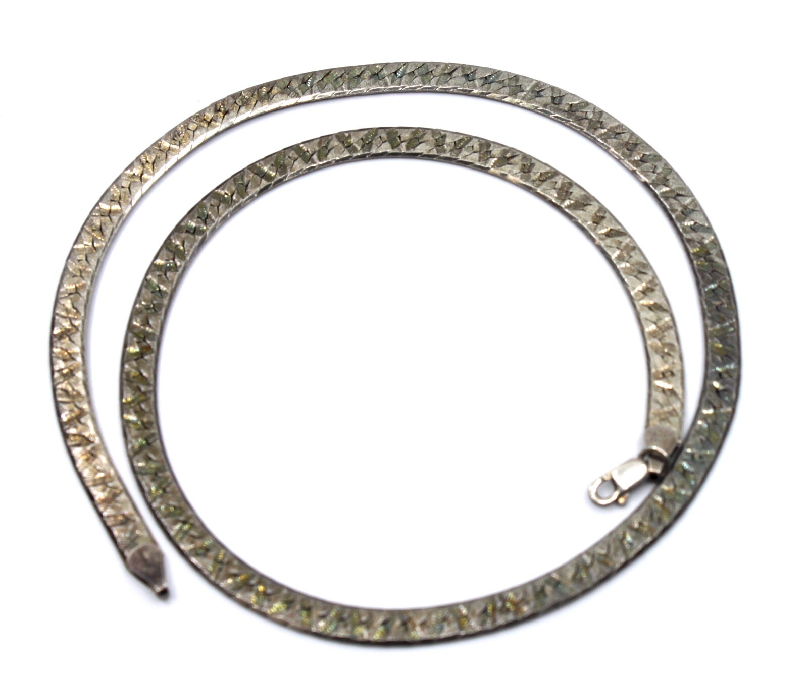 Sterling Silver Sign MR Woven Textured Flat Chain Necklace 18″inch