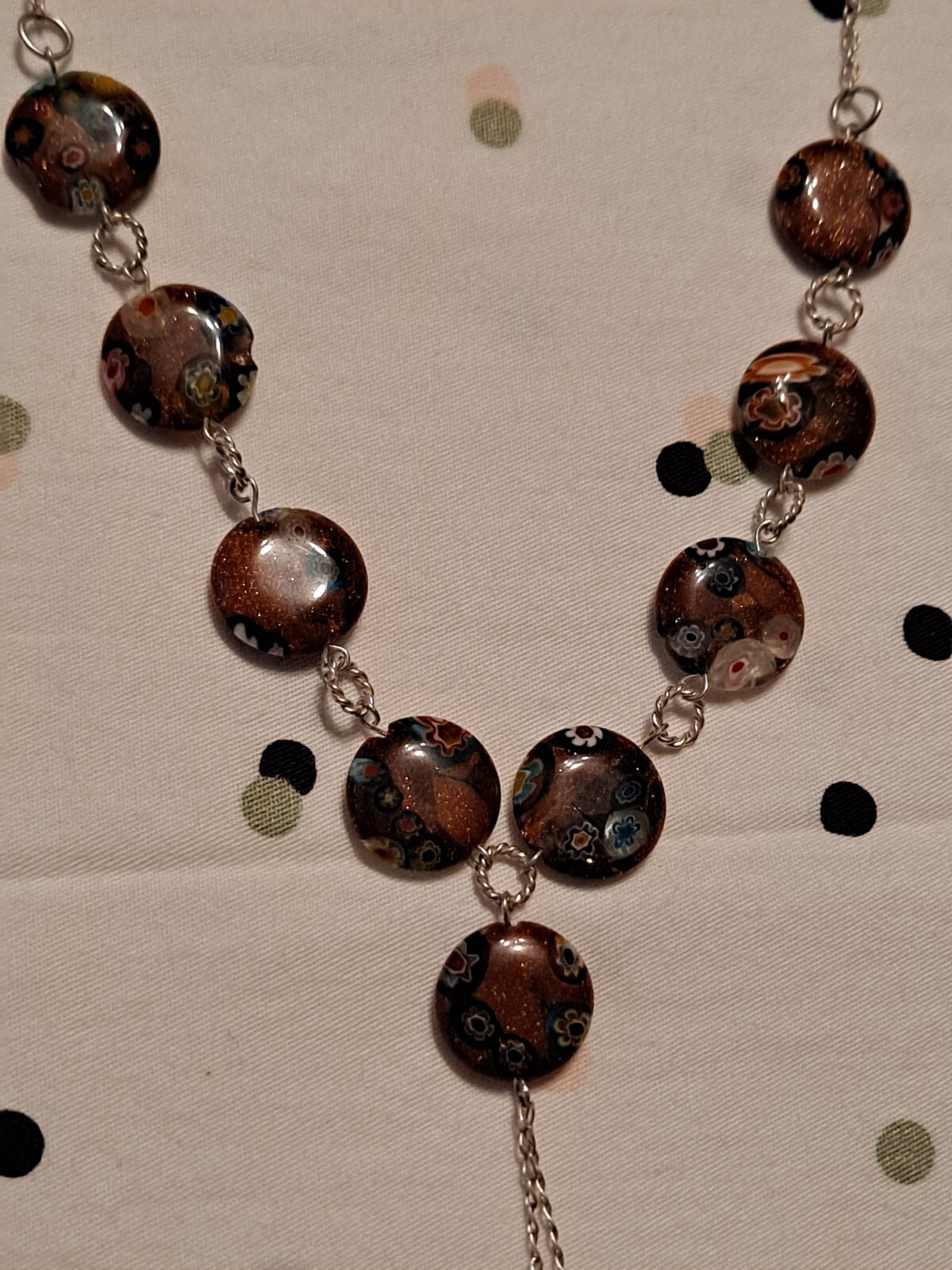 925 Sterling Silver Lot necklaces Milefiori Murano style & Friends photo pendant