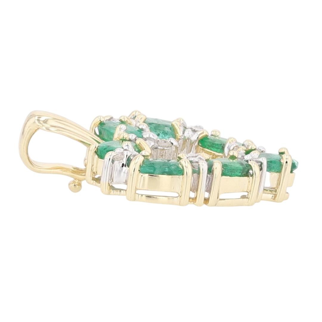 1.28ctw Emerald & Diamond Heart Pendant without Chain 14k Yellow Gold 2.74 Grams