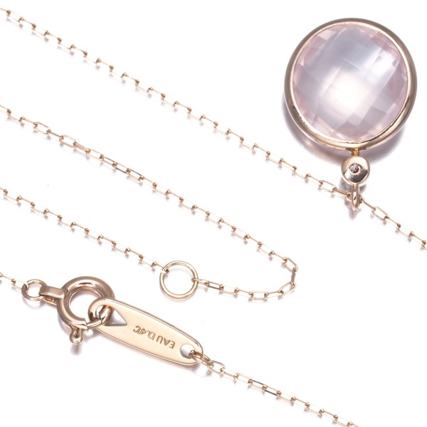 Necklace Rose Quartz Diamond 10K 416 Rose Gold