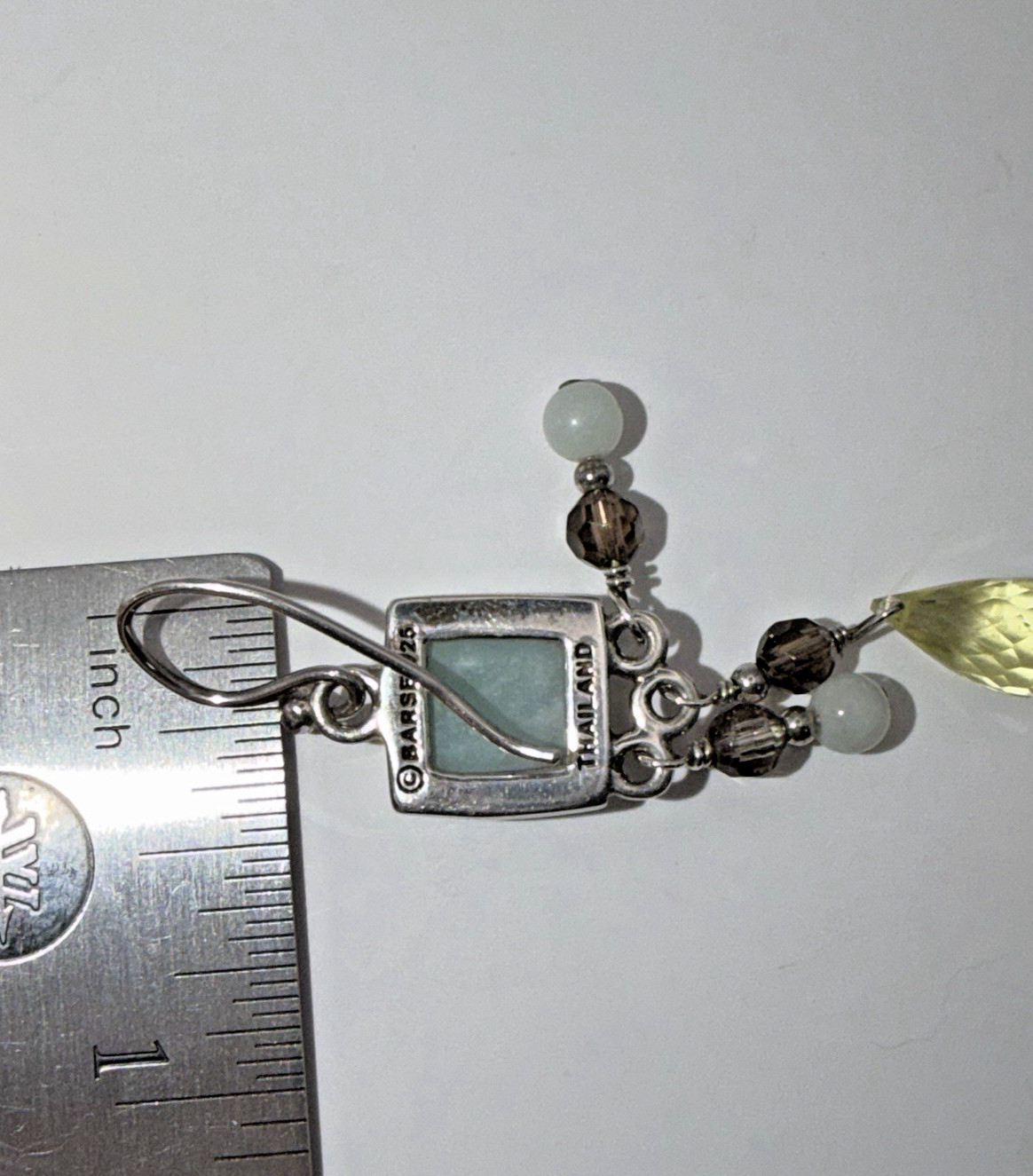 Barse 925 Blue Larimar, Citrine, Smoky Quartz Dangle Earrings – Rare Find