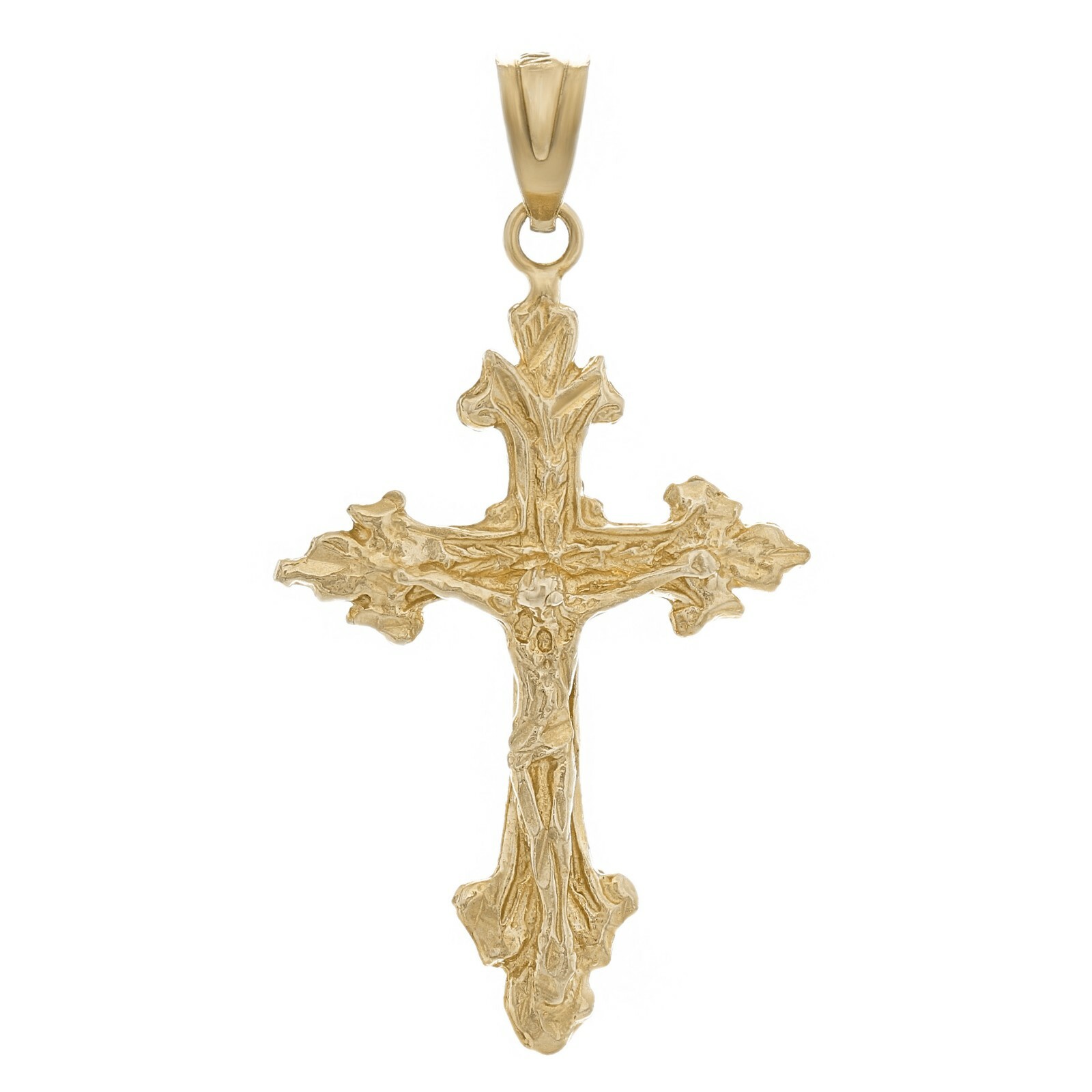 14k Yellow Gold Filigree Jesus Christ Crucifix Cross Charm Pendant 1.4″ 2.3grams