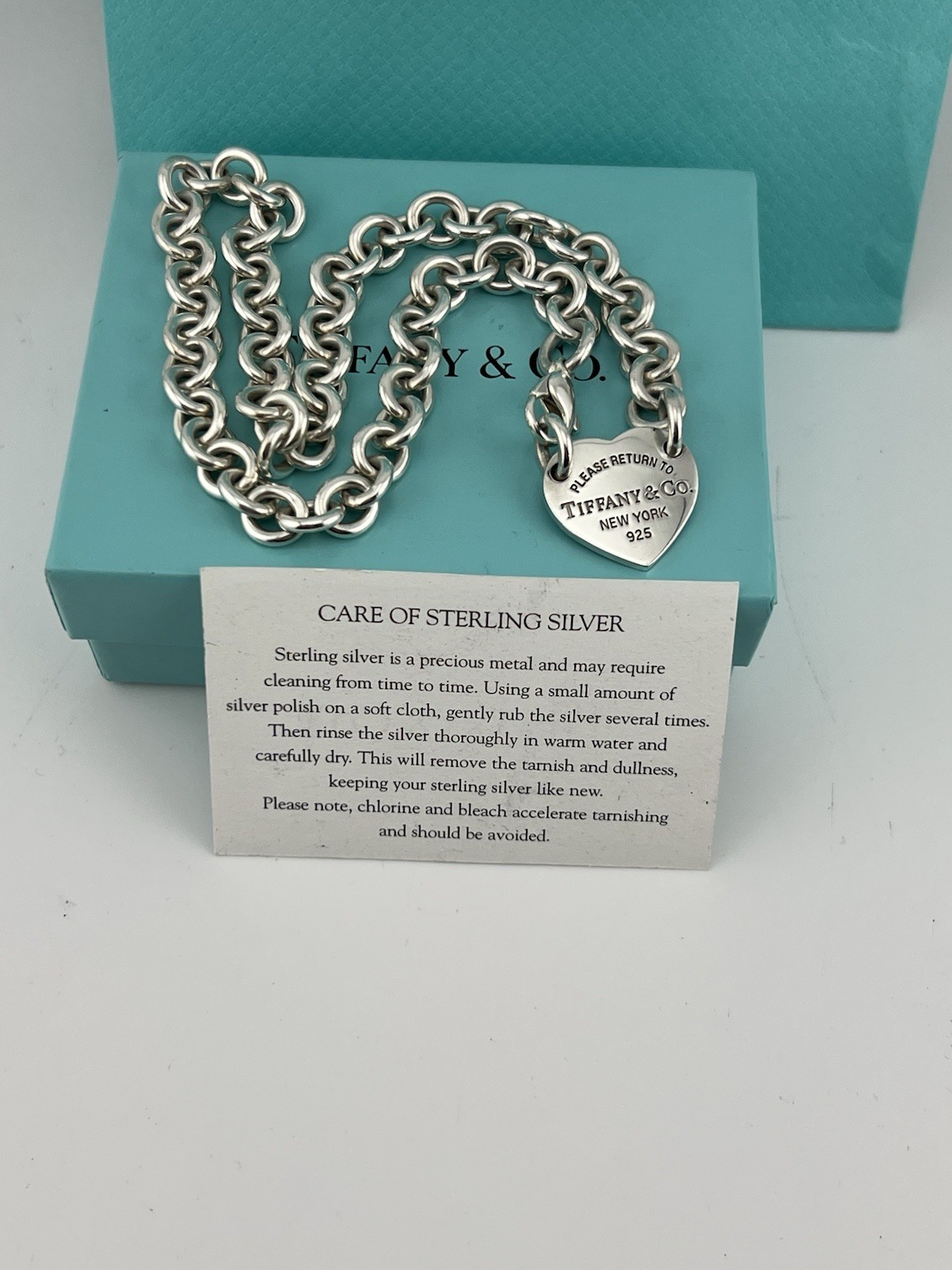 Tiffany & Co. Sterling Silver “Return To Tiffany” Heart Tag Choker Necklace 15”