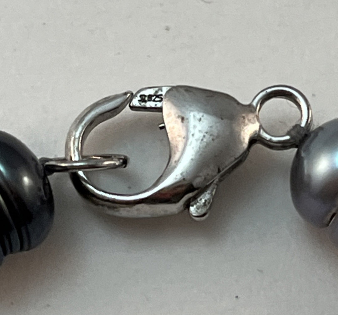 HONORA 925 Sterling Silver Gray and White Freshwater Pearl Necklace 20″