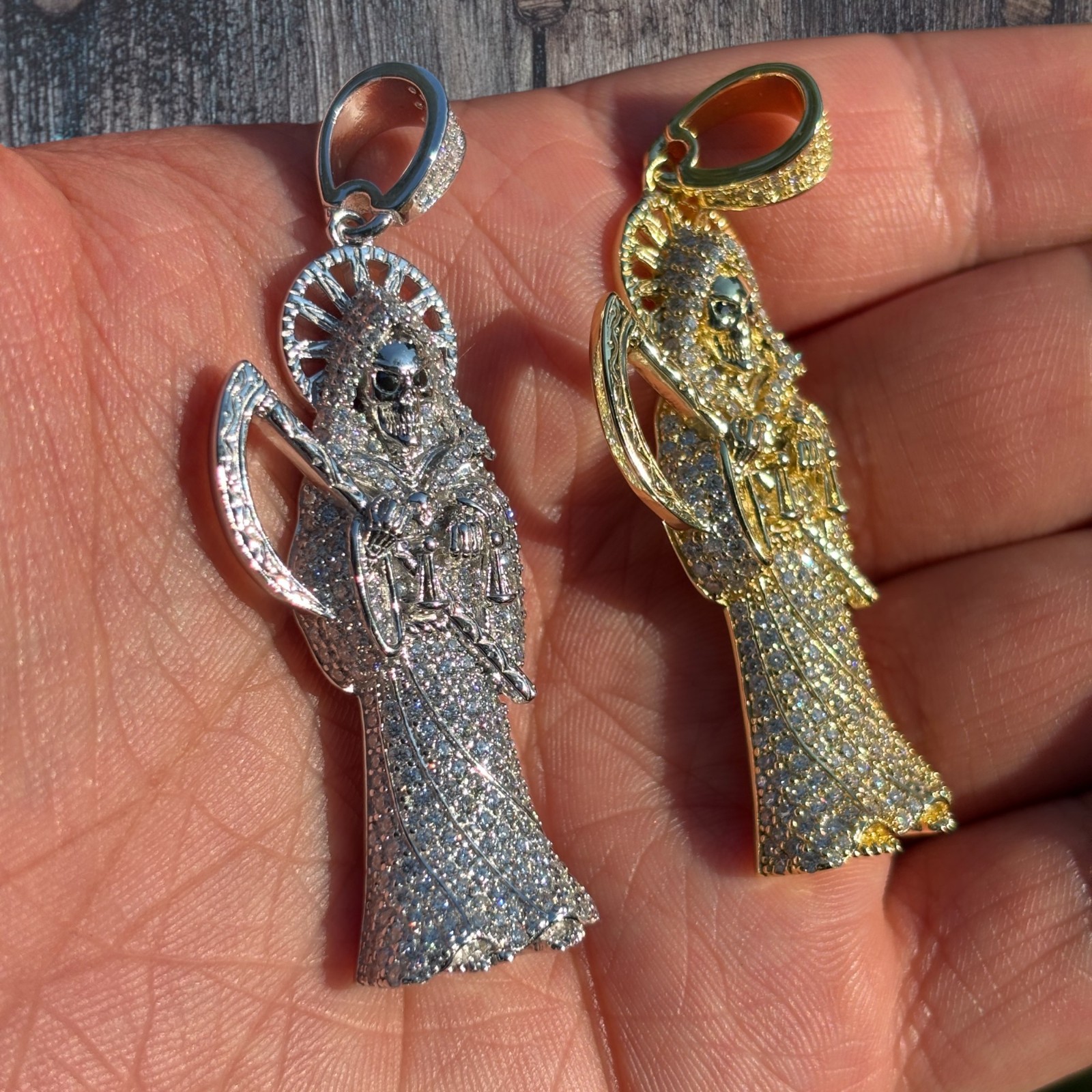 Moissanite Grim Reaper Pendant – Solid 925 Sterling Silver Or 14k Gold Vermeil