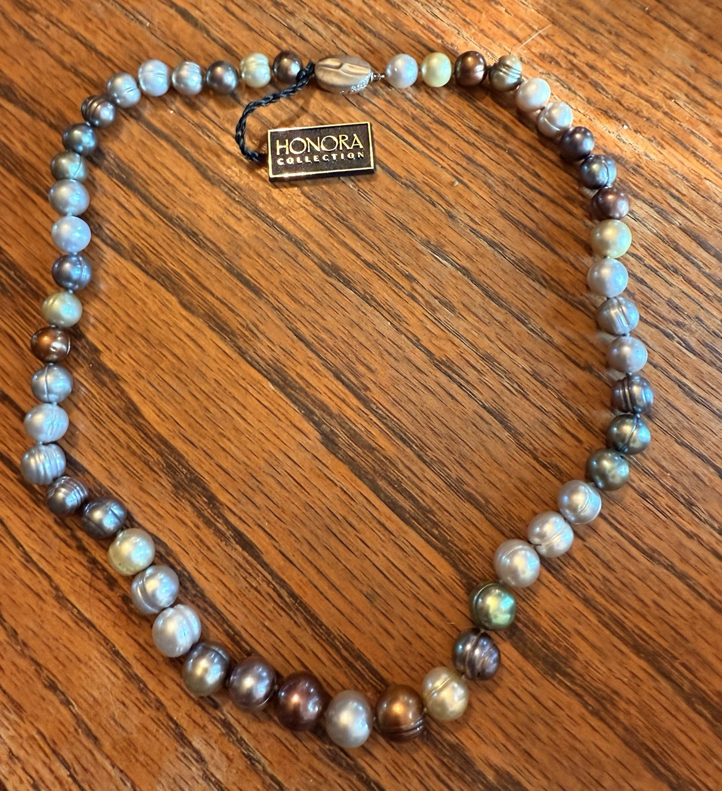 Honora Pearl Necklace Champagne Green Brown