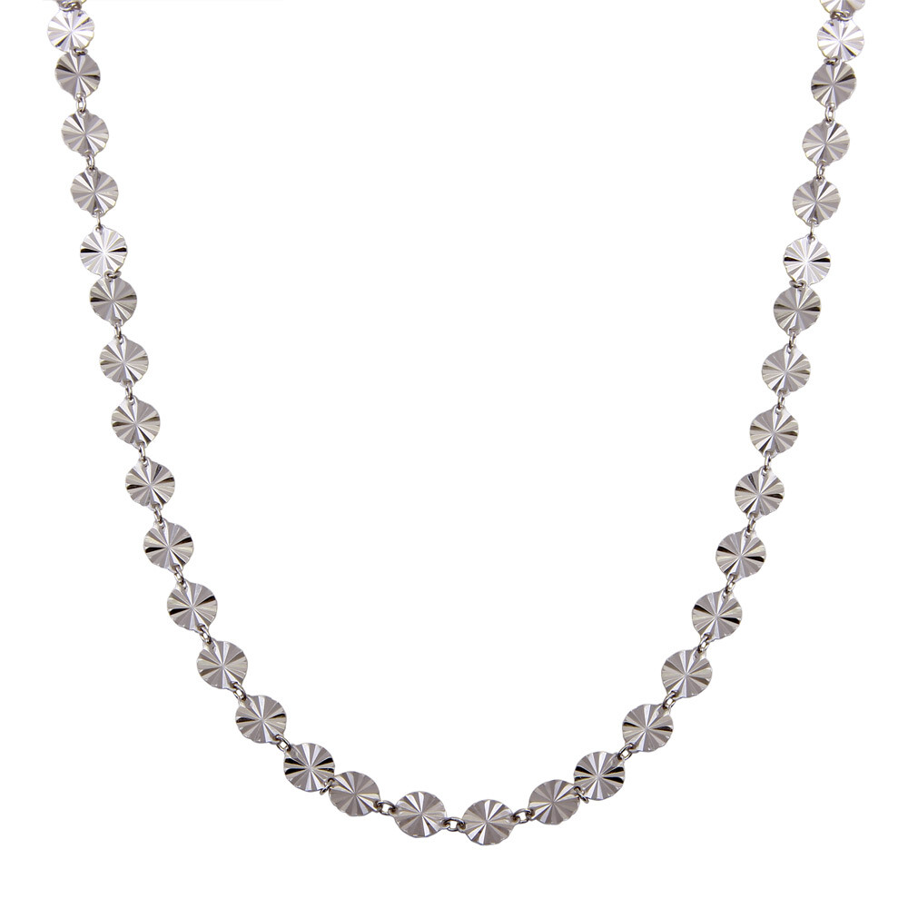 14K WHITE GOLD CONFETTI DESIGN NECKLACE / 925 STERLING SILVER / 18” ADJUSTABLE
