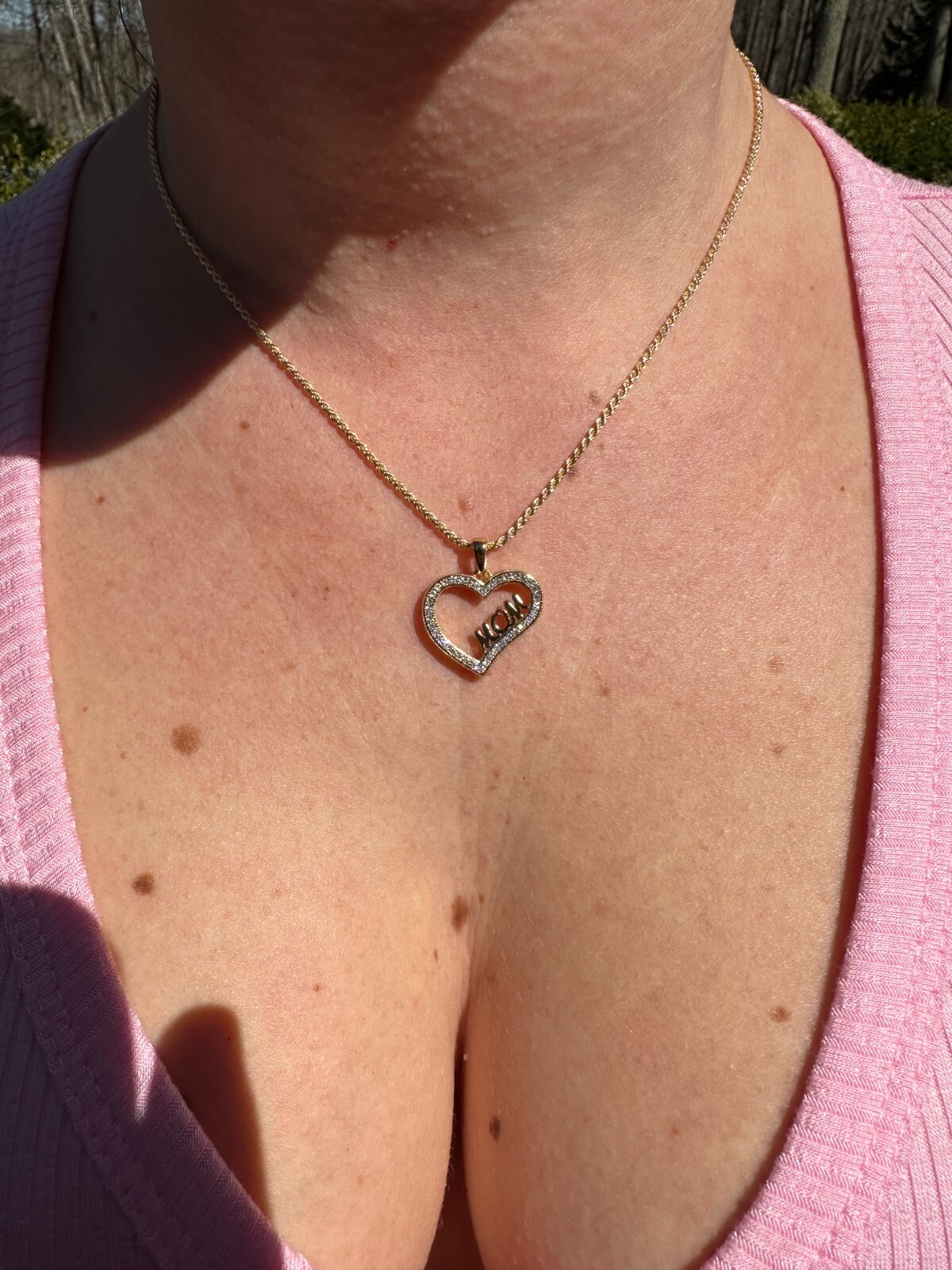 MOISSANITE 925 Silver/Gold Iced Mom Heart Shape Love Mother Day Pendant Necklace