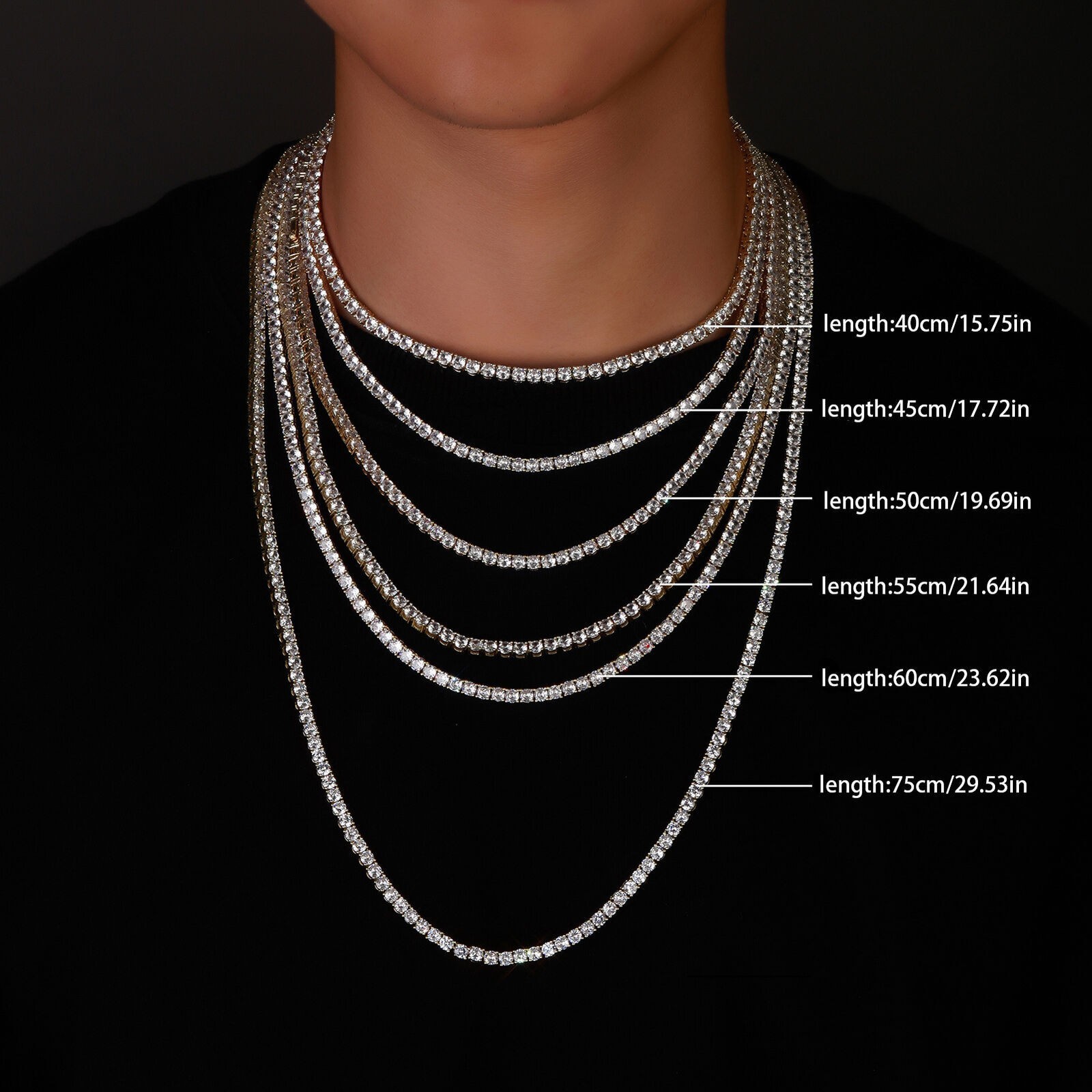 3-6.5mm Moissanite Tennis Chain Necklace -VVS D- 925 Sterling Silver Wholesale!!
