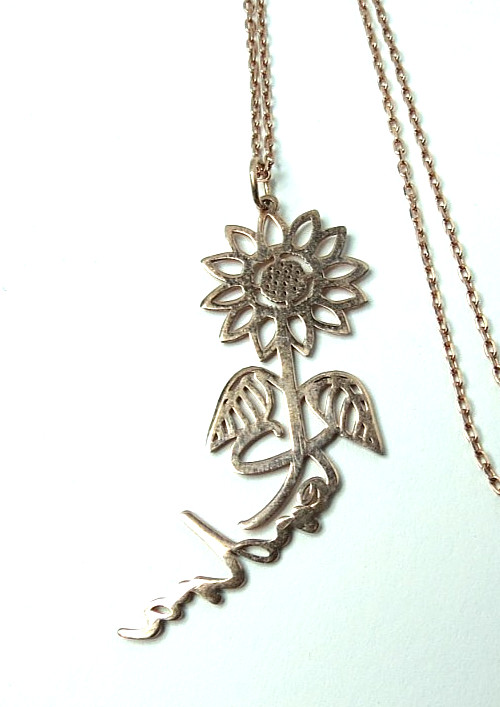 WOMENS SUNFLOWER KENDRA STERLING SILVER NECKLACE 18″ LONG