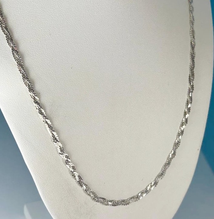Sterling Silver Italy 2 Strand Braided 30″ long Necklace Stamped Italy 925