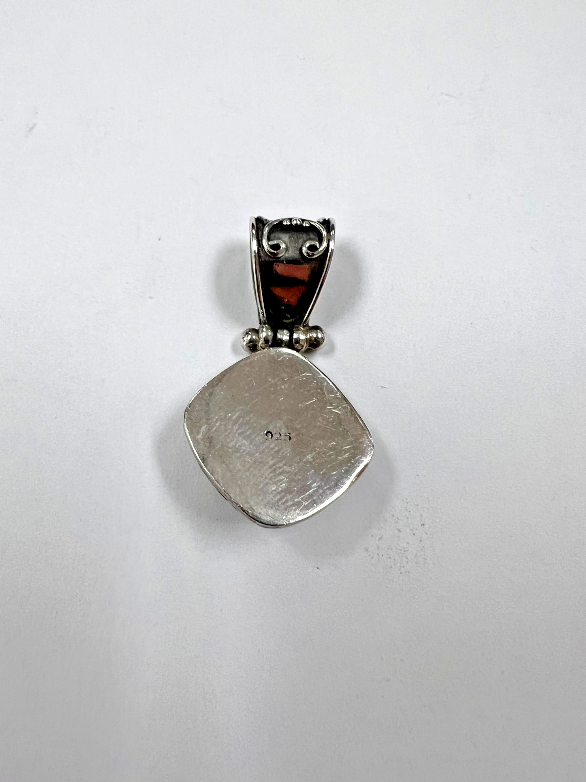 Unknown Designer Sterling Silver Drop Pendant with Light Blue Stone [085DuW]