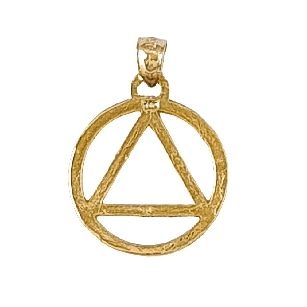 14k Yellow Gold Alcoholics Anonymous Recovery Sobriety Symbol Pendant / Charm