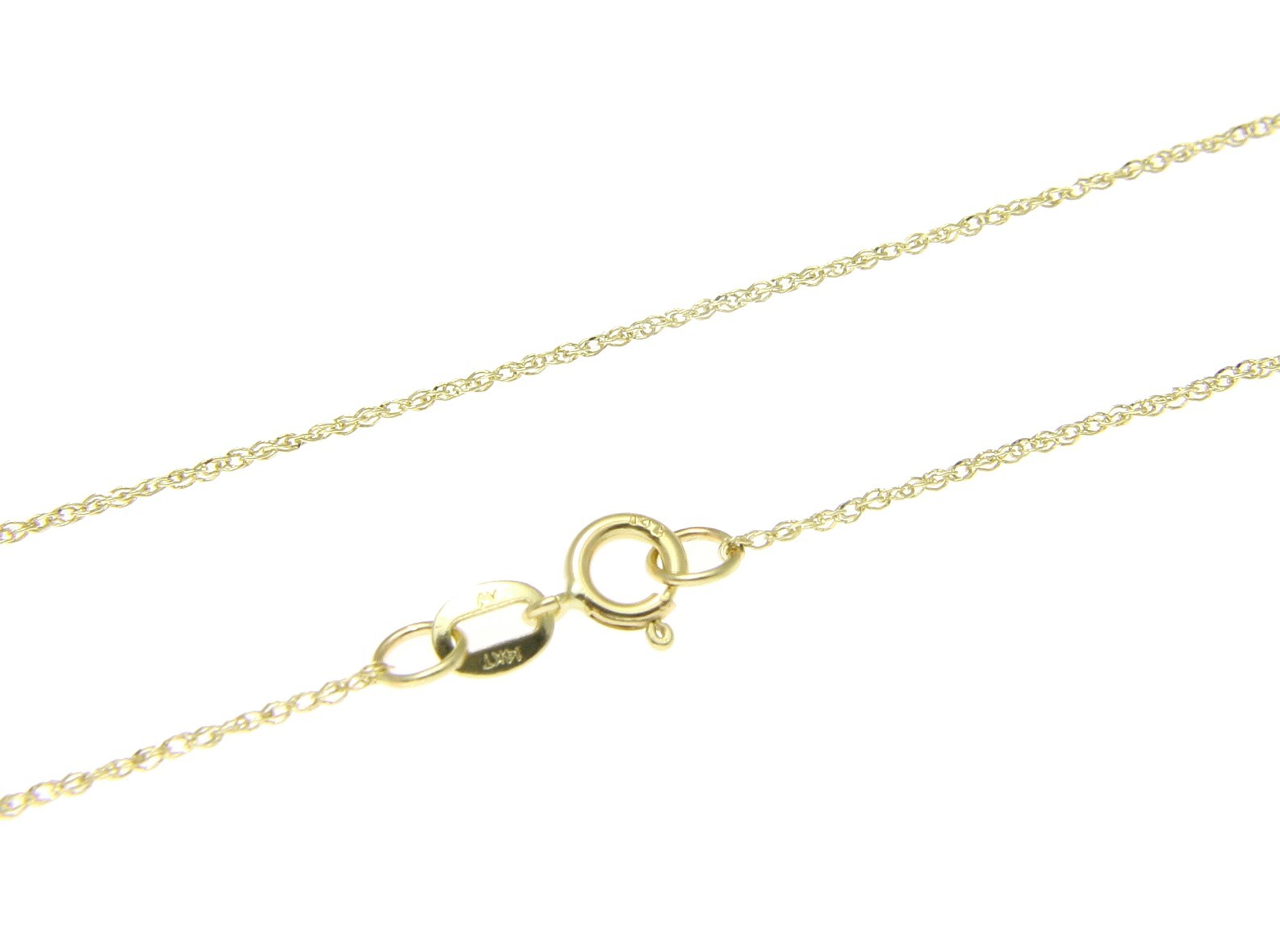14K SOLID YELLOW GOLD 0.7MM ROPE CHAIN NECKLACE 18″