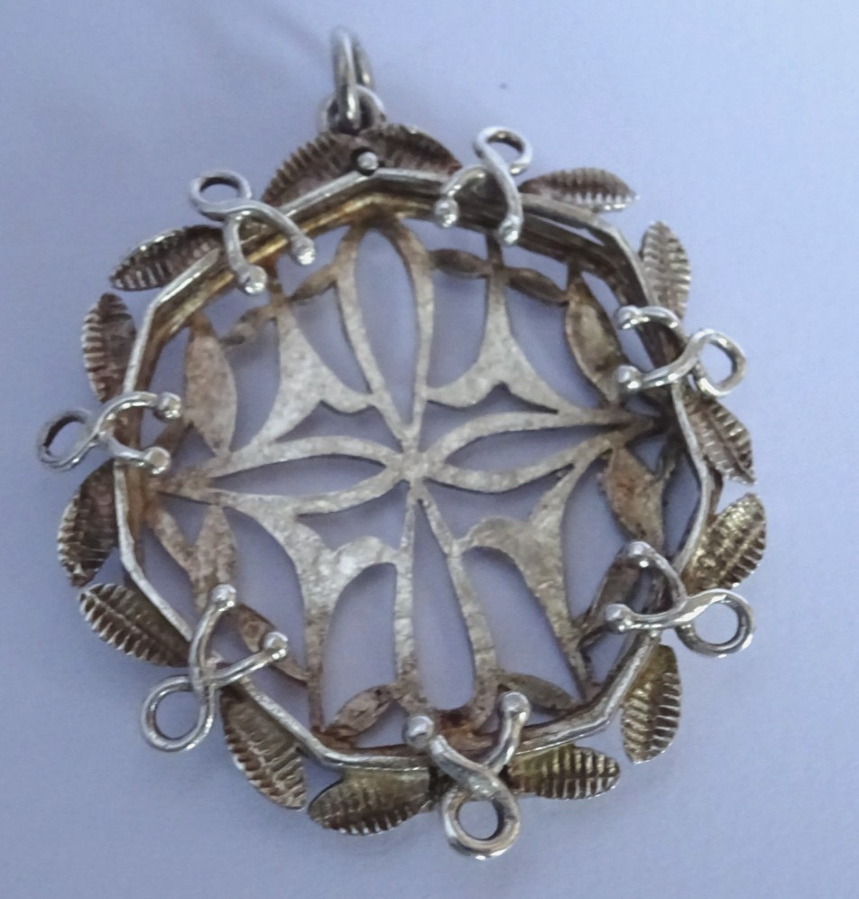 Unusual antique solid sterling silver hinged photo locket pendant