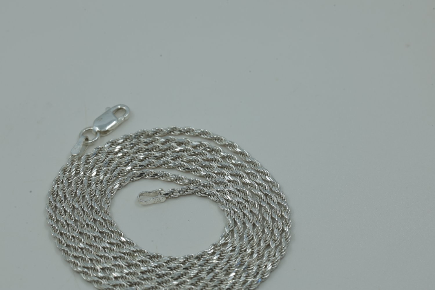 Vintage Sterling Silver Rope Chain Necklace 925 Italy 30 Inch 8.83g Diamond Cut