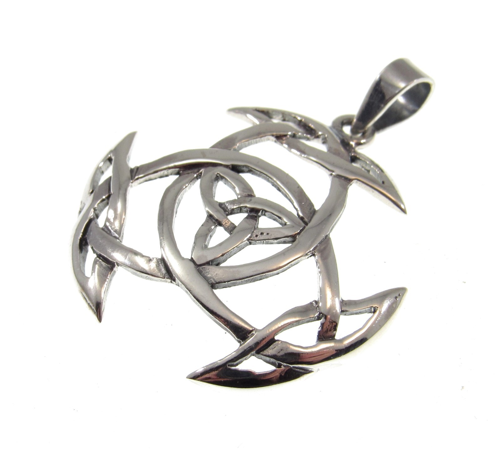 Solid 925 Sterling Silver Celtic Trinity Knot Triquetra Viking Shield Pendant