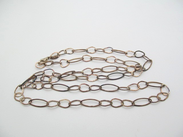 Silpada 925 Sterling Silver Patina Elongated Hammered Oval Link Chain Necklace