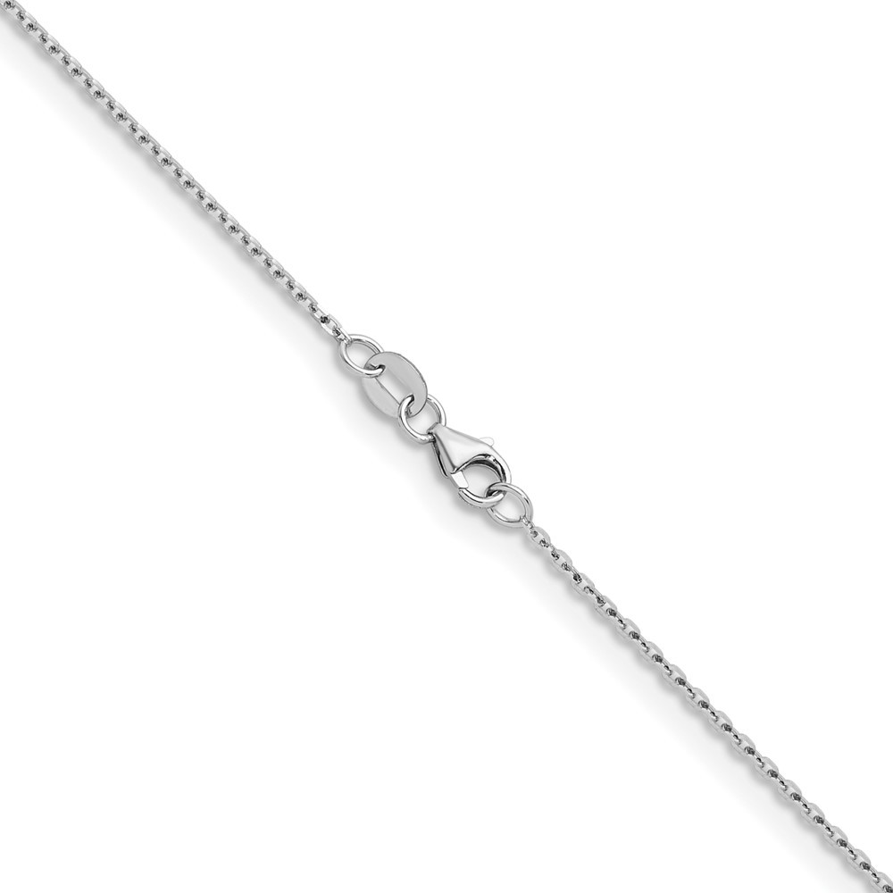 18K White Gold Polished & Diamond-cut 1.3mm Solid Flat Cable Chain Necklace 24″