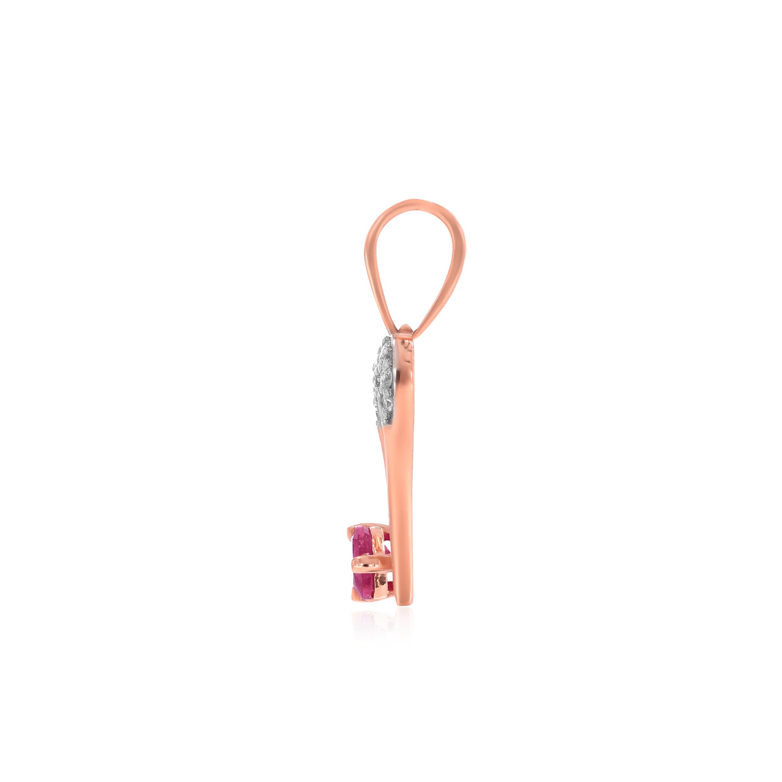 0.07 Ct 14K Rose Gold Love Key Diamond Pendant Jewelry For Women By Senco Gold