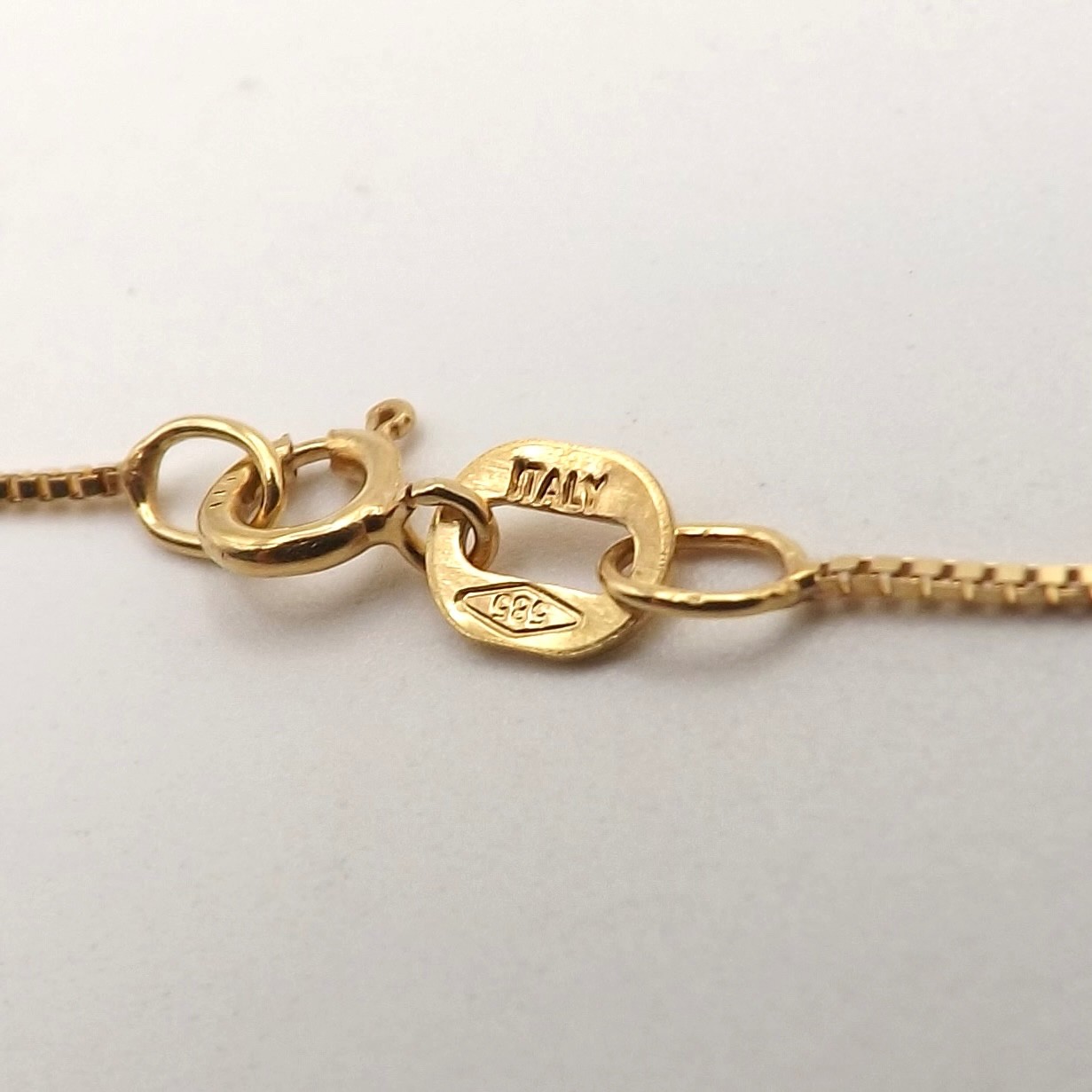Solid 14k Gold Box Link Pendant Chain Necklace 16in New