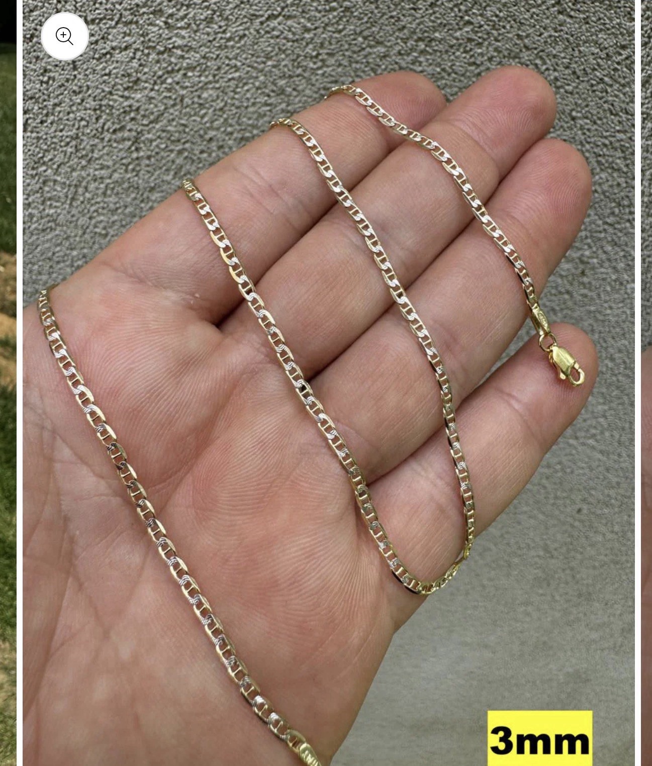 Mariner Link Chain Two Tone Diamond Cut 14k Gold Vermeil 925 Silver 3.5mm
