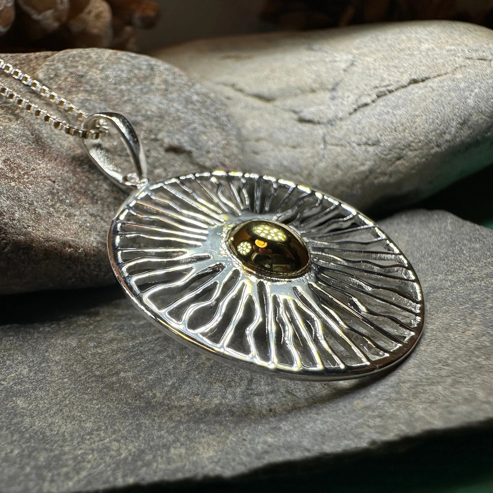 Sun Necklace Beach Celestial Wiccan Pagan 925 Ladies Pendant W/FREE CHAIN