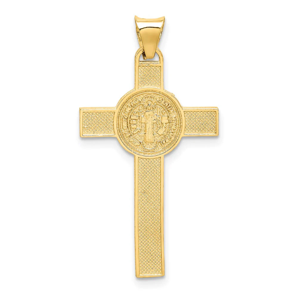 14K Two-Tone St. Benedict Medal Crucifix Cross Pendant
