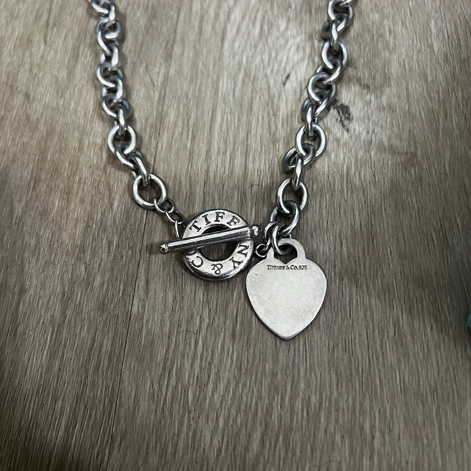 Tiffany & Co. Return to Tiffany Sterling Silver Heart Tag Rolo Toggle Necklace