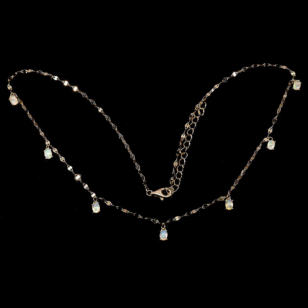 925 Sterling Silver Necklace Oval Fire Opal 4x3mm Natural Gemstone Jewelry 18in