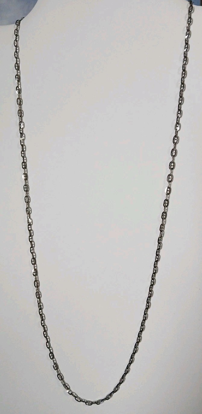 24″ Sterling Silver Anchor Link Chain In Gun Metal Grey 3mm W/Rhodium 18g+