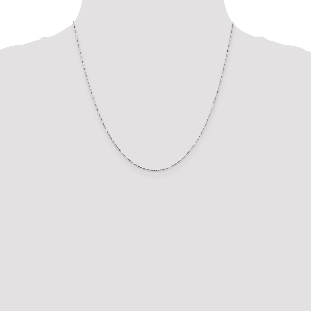 10k White Gold .8mm Round Open Link Cable Chain Necklace 20″ for Women 1.22g