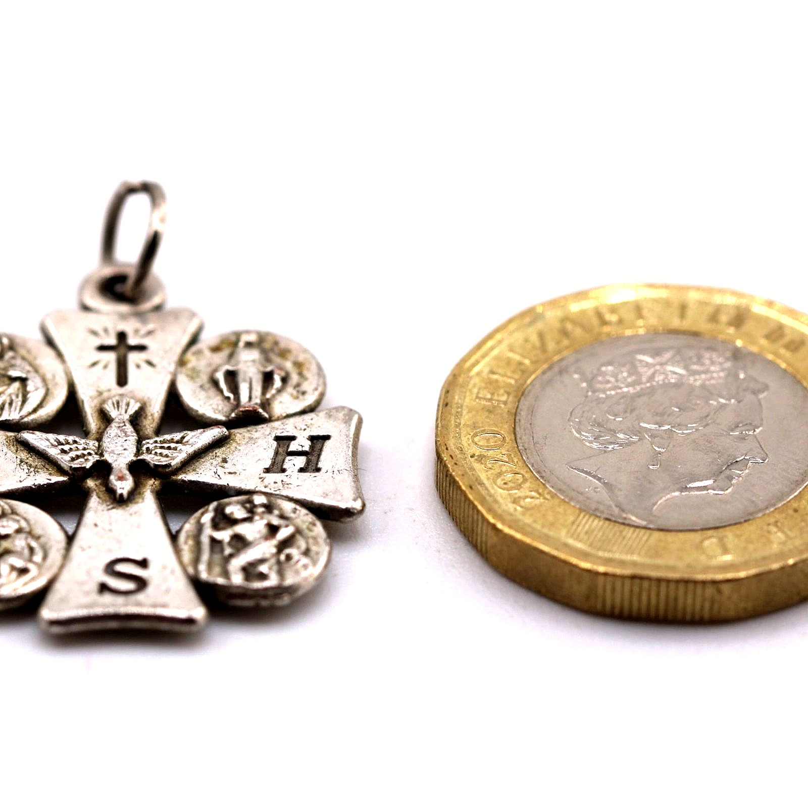 Pendant Vintage Italy Silver Four-way Maltese Cross Medal 70274