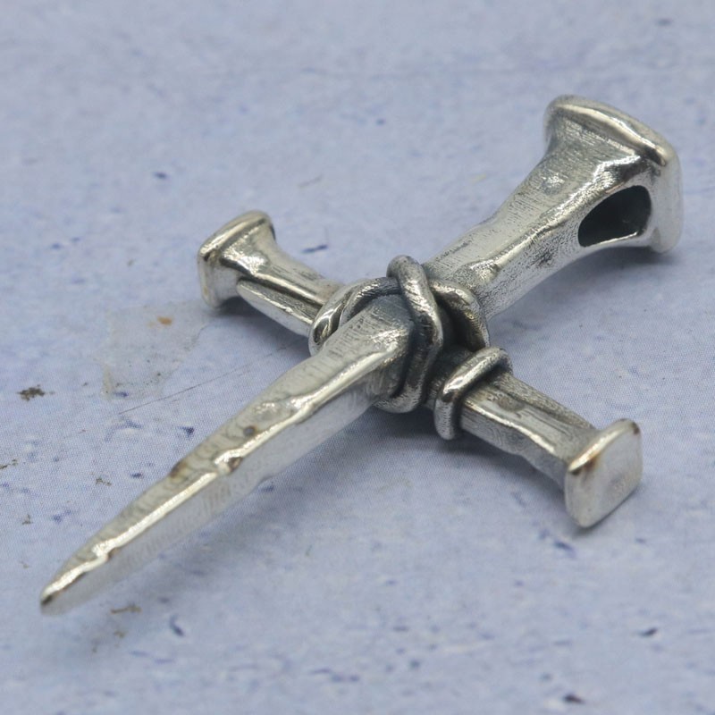 9.5g Cross Of Nails Christianity Pendant Real 925 SOLID STERLING SILVER Pendant