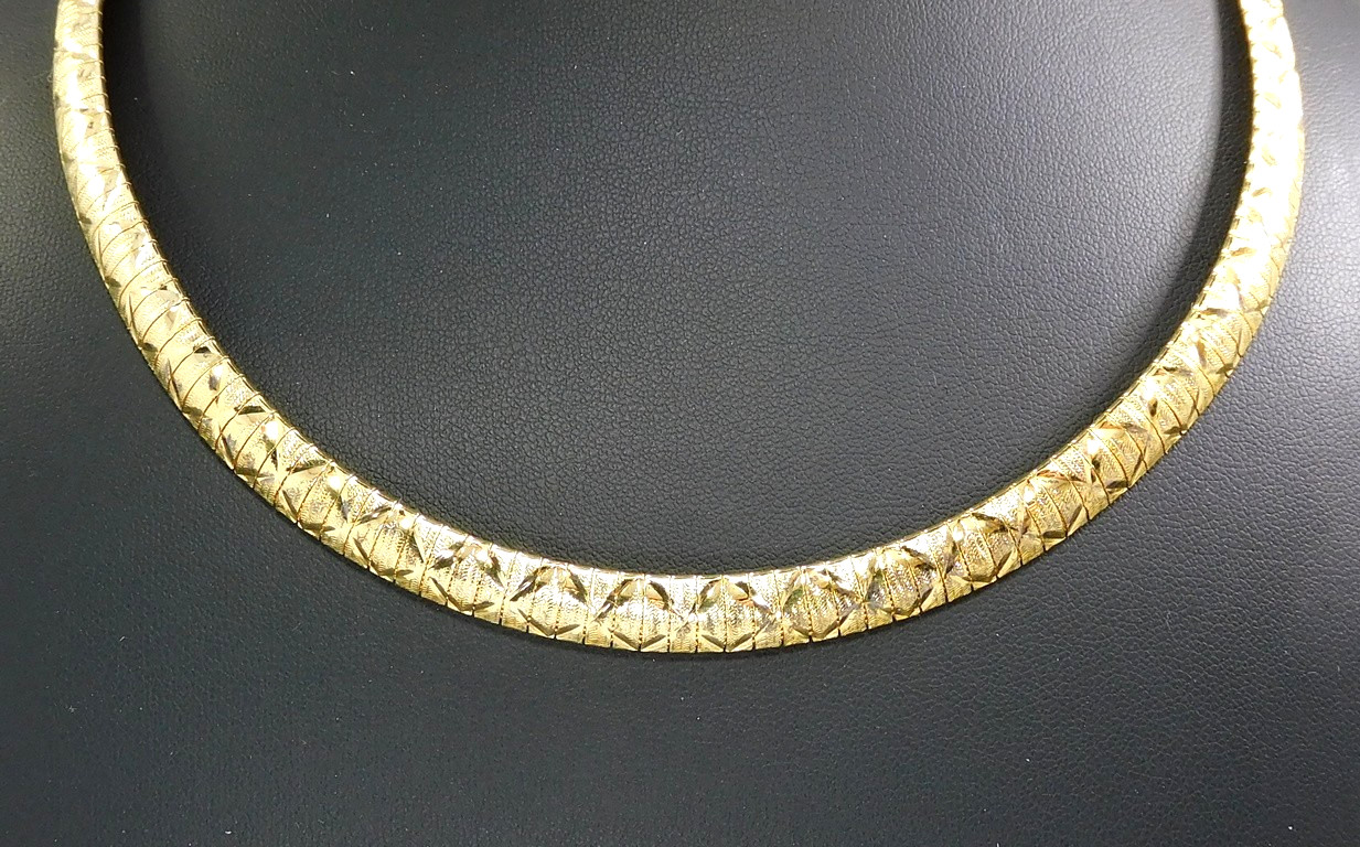 925 Sterling Silver Vermeil Diamond Cut Sparkle Necklace Milor Italy ~ 18″