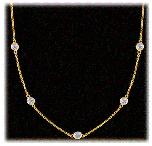 1.27 ct Round Diamonds By The Yard 14k Yellow Gold Necklace 5 x 0.25 ct G-H SI1