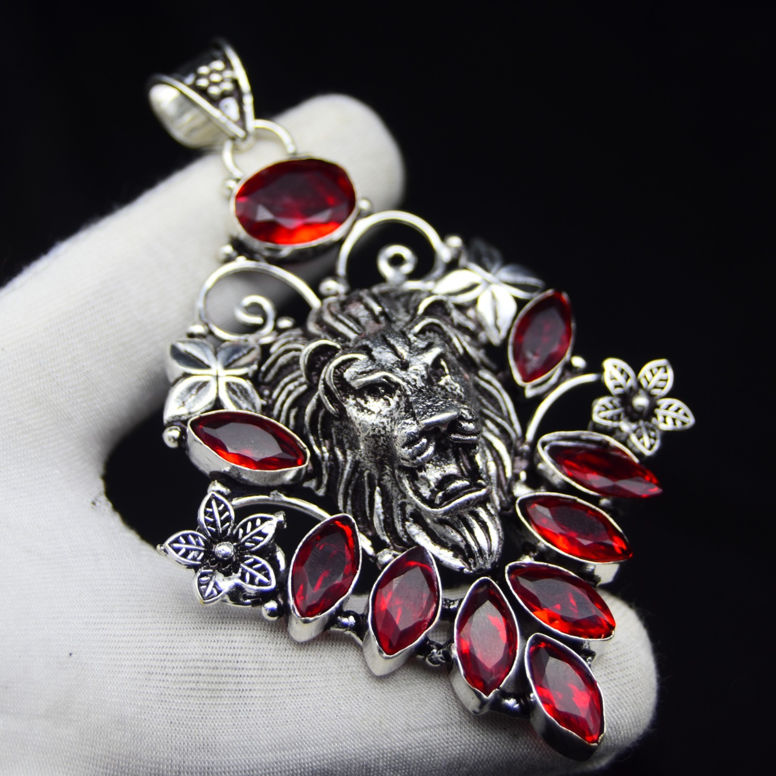 Mozambique Garnet Gemstone Pendant Handmade 925 Sterling Silver Jewelry 2.75″