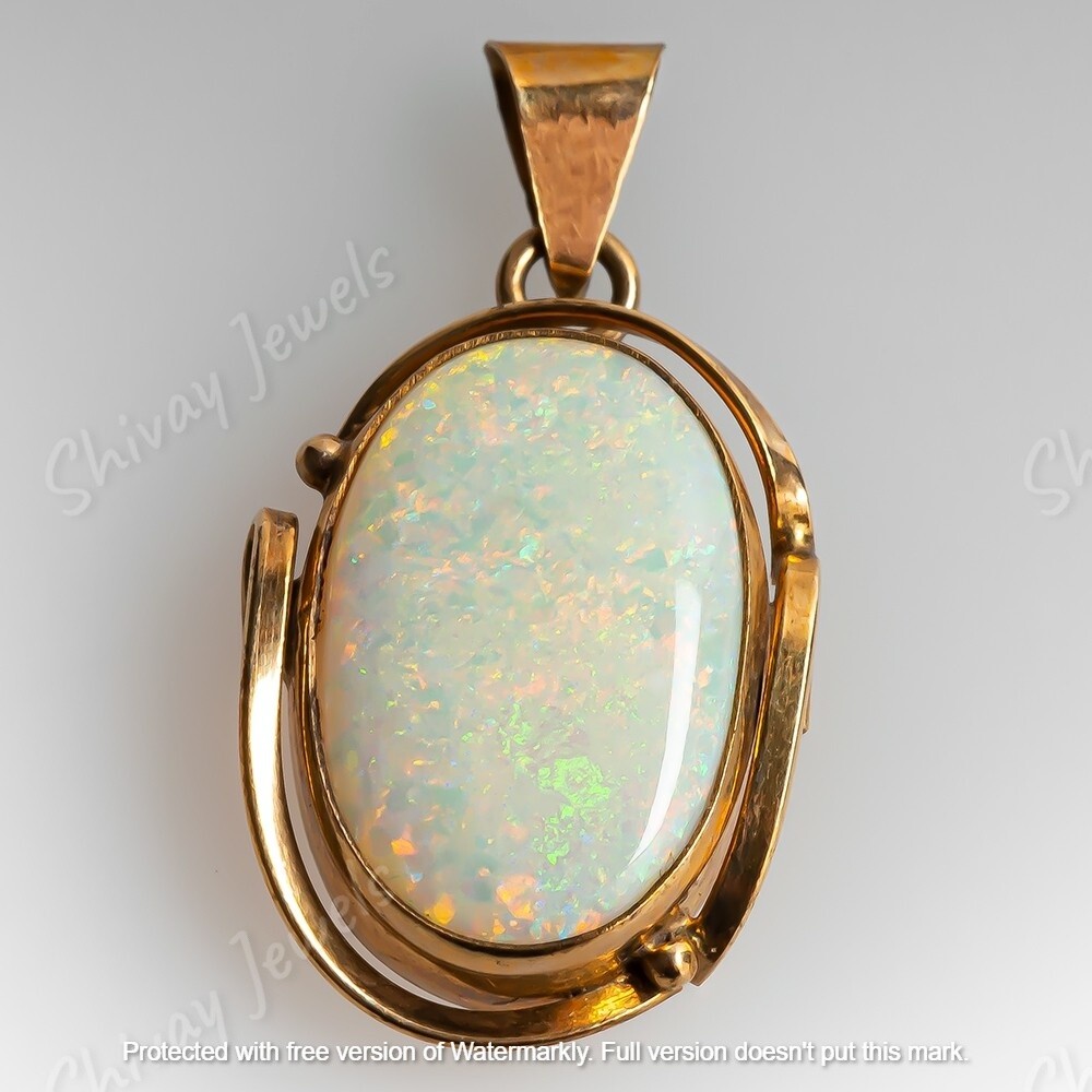 Genuine Fire Opal 2Ct Oval Cut Solitaire Pendant 14K Yellow Gold Plated Silver